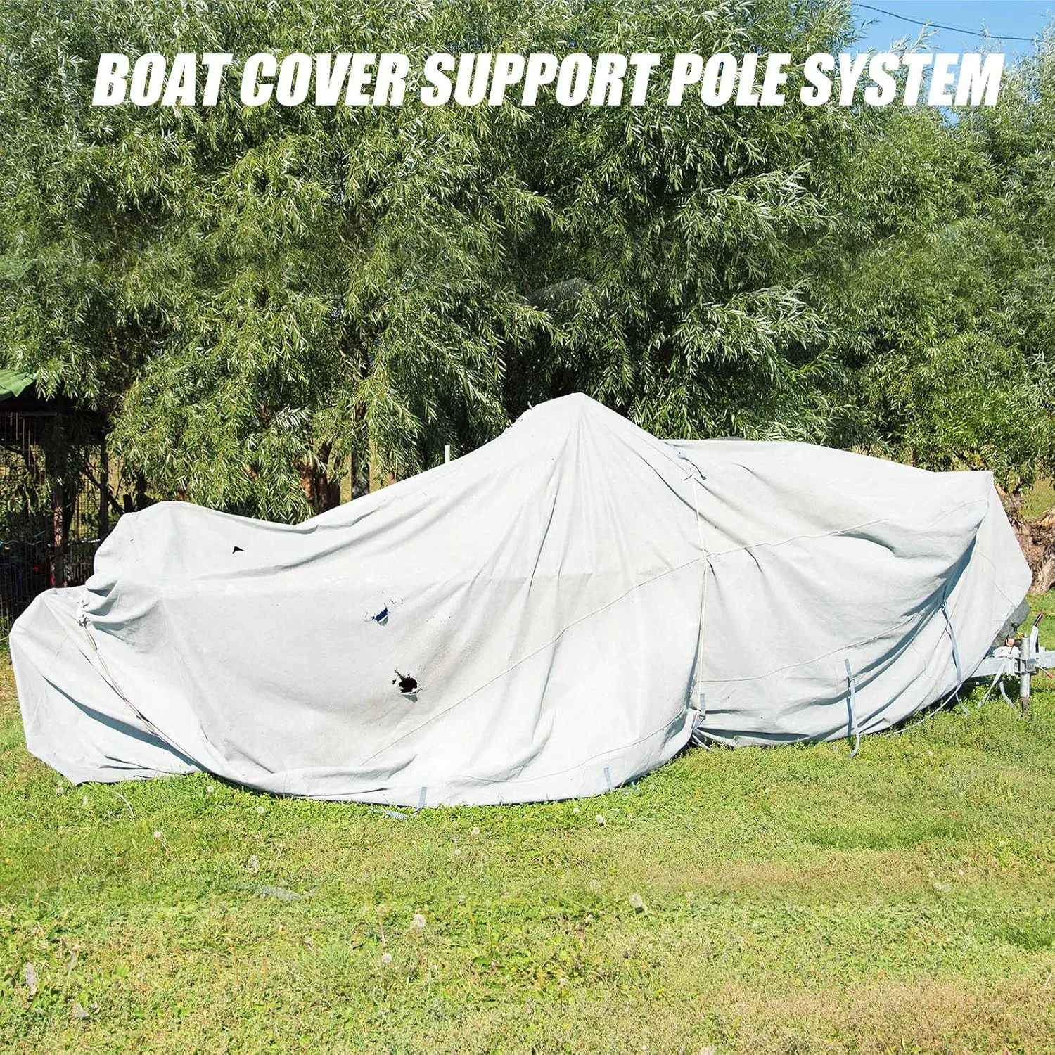 Funtery 4 Pcs Boat Cover Support Pole Adjustable Boat Cover Support System ABS Plastic Pole Jon Accessories for Fishing Bass Pontoon Trailer