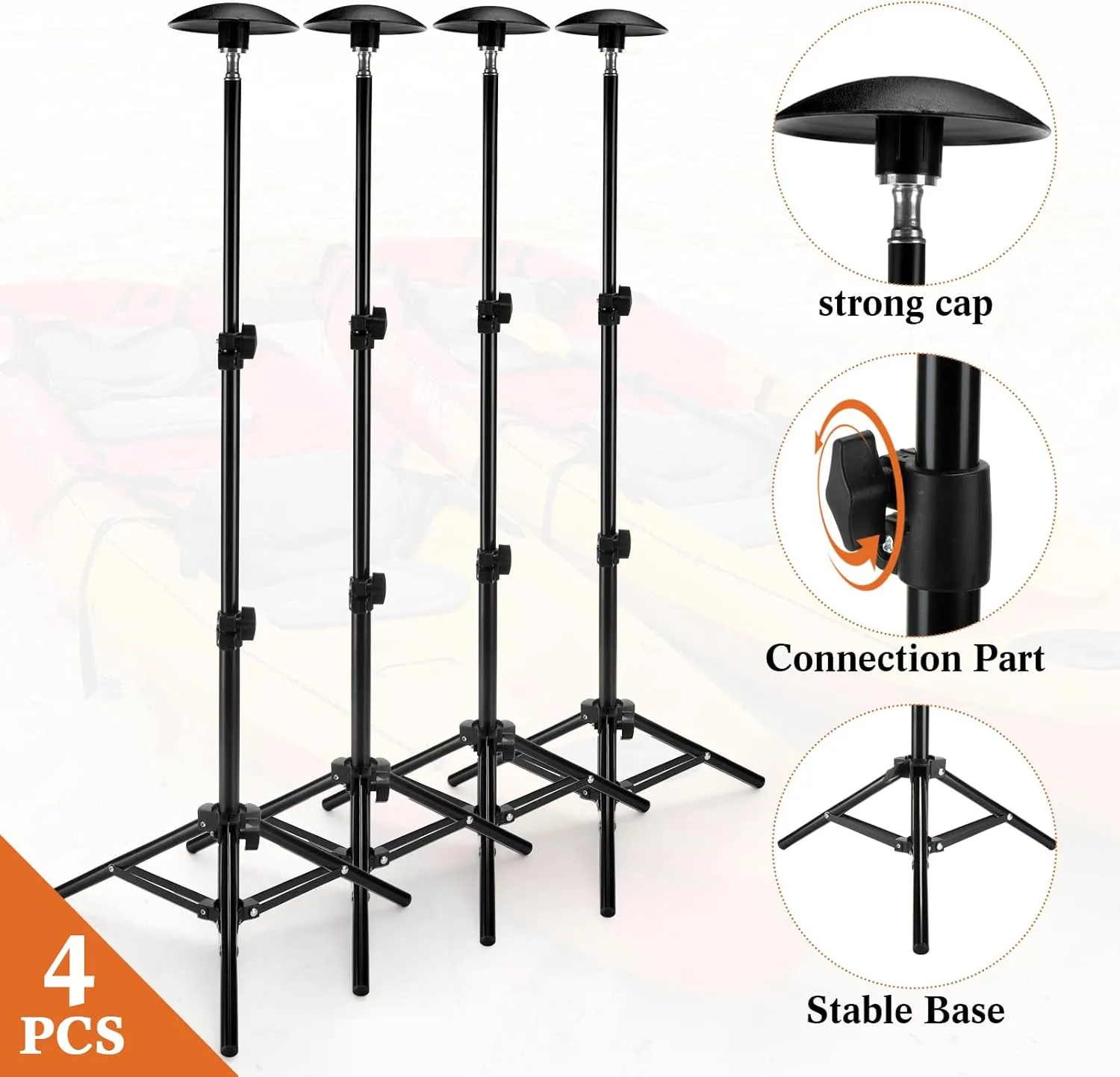 Funtery 4 Pcs Boat Cover Support Pole Adjustable Boat Cover Support System ABS Plastic Pole Jon Accessories for Fishing Bass Pontoon Trailer