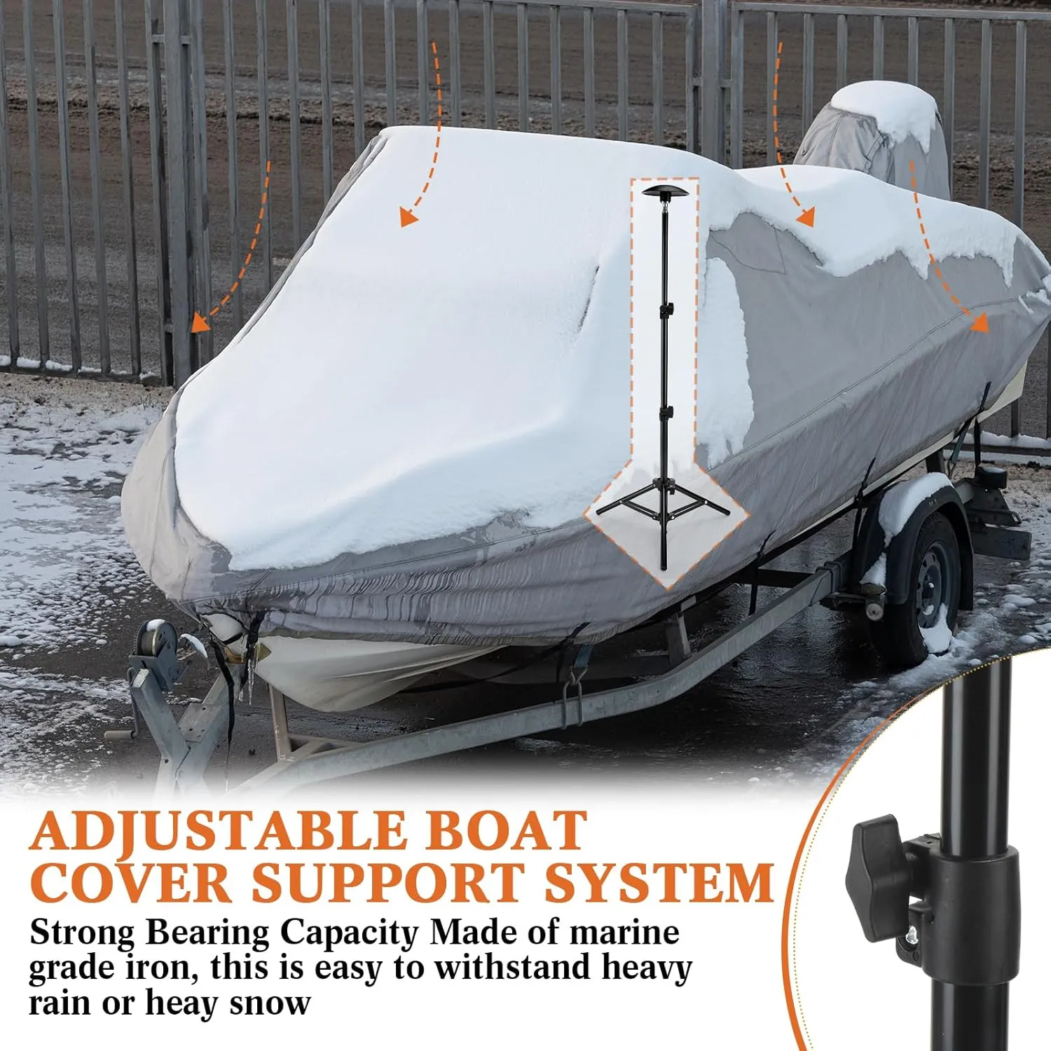 Funtery 4 Pcs Boat Cover Support Pole Adjustable Boat Cover Support System ABS Plastic Pole Jon Accessories for Fishing Bass Pontoon Trailer