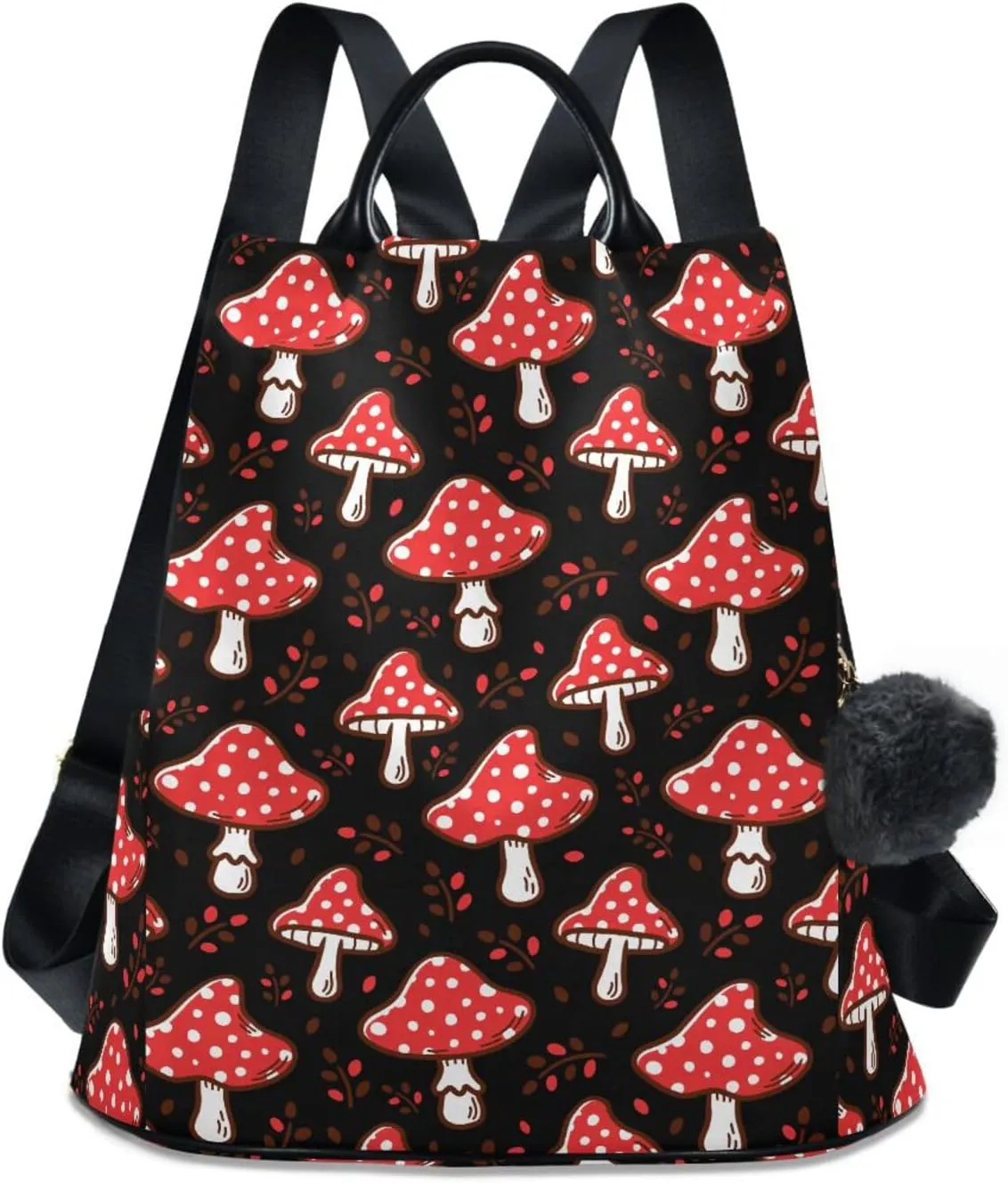 Fustylead Amazing Amanita Red Mushroom Women Backpack Purse Anti-theft Travel Backpack Fashion Shoulder Handbag
