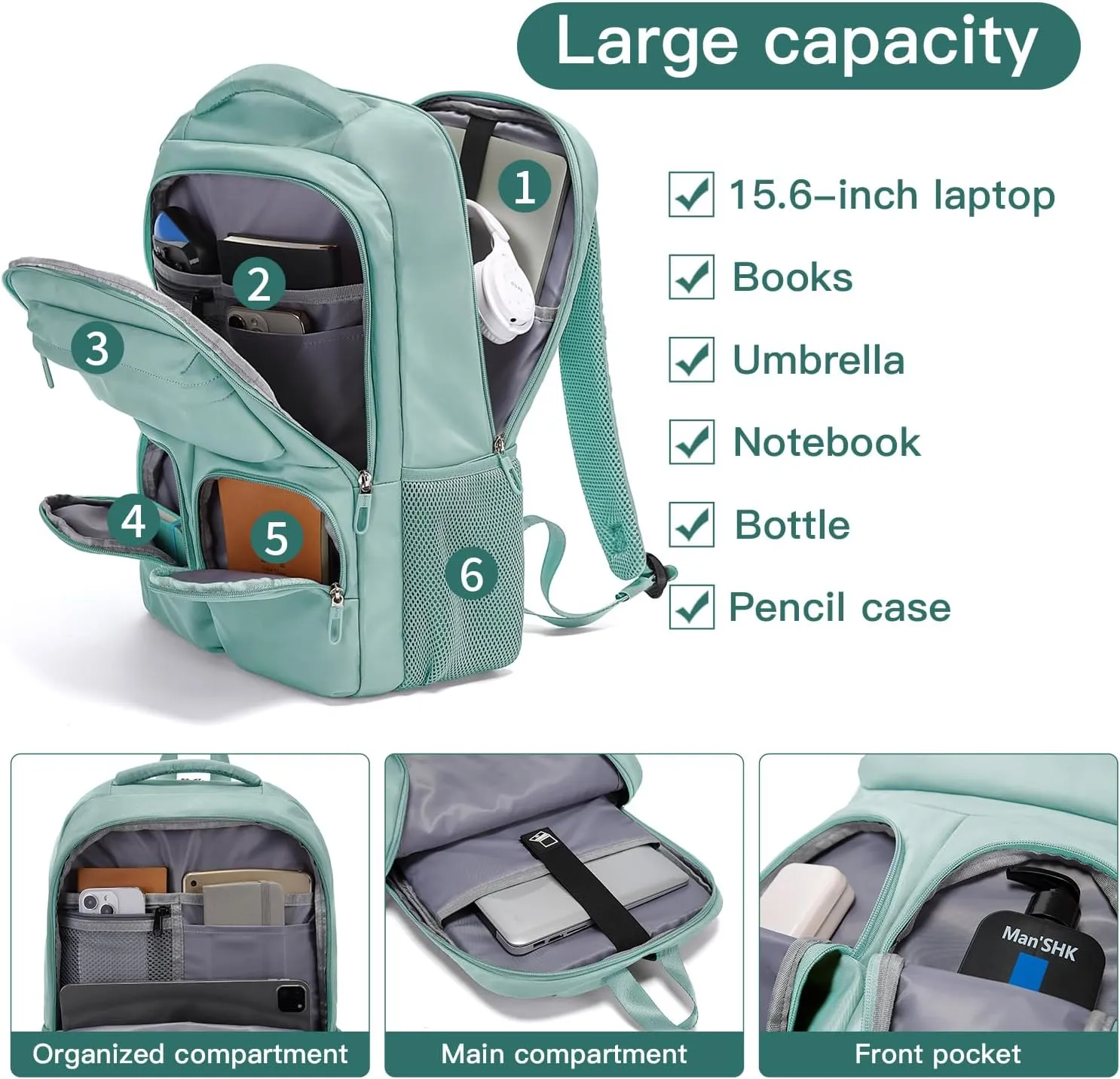FUTURE AESTHETICS Travel Backpack for Women、men, College Backpack Bag, Hiking Backpack,Waterproof Carry On Backpack Business Backpack (Light blue)