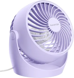 Gaiatop Desk Fan, 5-Inch Portable Electric Table Desktop Air Circulator Fans, Small but Powerful with 3 Speed 360° Adjustable Tilt for Cooling Home Dorm Office Bedroom Bathroom Kitchen, Purple