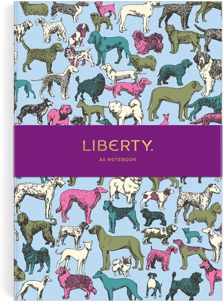 Galison Liberty Best In Show A5 Journal from 136 Lined Pages with Gilded Edges, 5.25 x 7.25, Softcover Journal, Beautiful Dog Print from Liberty London
