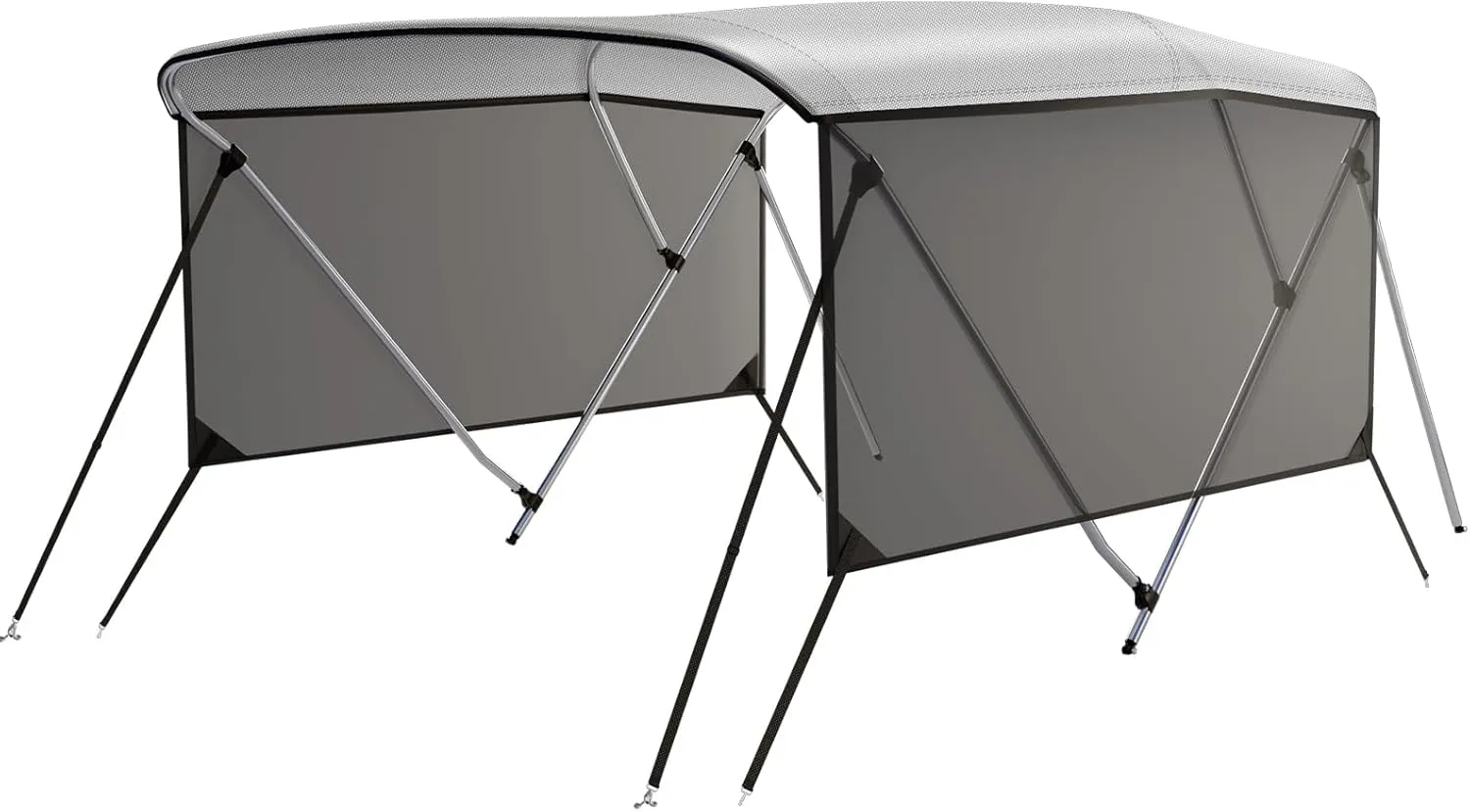 GAOMON 3 Bow Bimini Tops with Mesh Sidewalls Support Poles for Boats Durable Marine Grade Canvas Top Includes 2 Straps Storage Boot 1 Inch Aluminum Frame (3 Bow 6'L x 46" H x 54"-60" W)