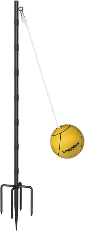 Garbuildman Tetherball Set with Ball & Rope for Outdoor Backyard, Adjustable Tether Ball Pole with 5-Prong Base & Rubber Sleeve for Playground, Outside Ball Games Sports for Kids, Adults