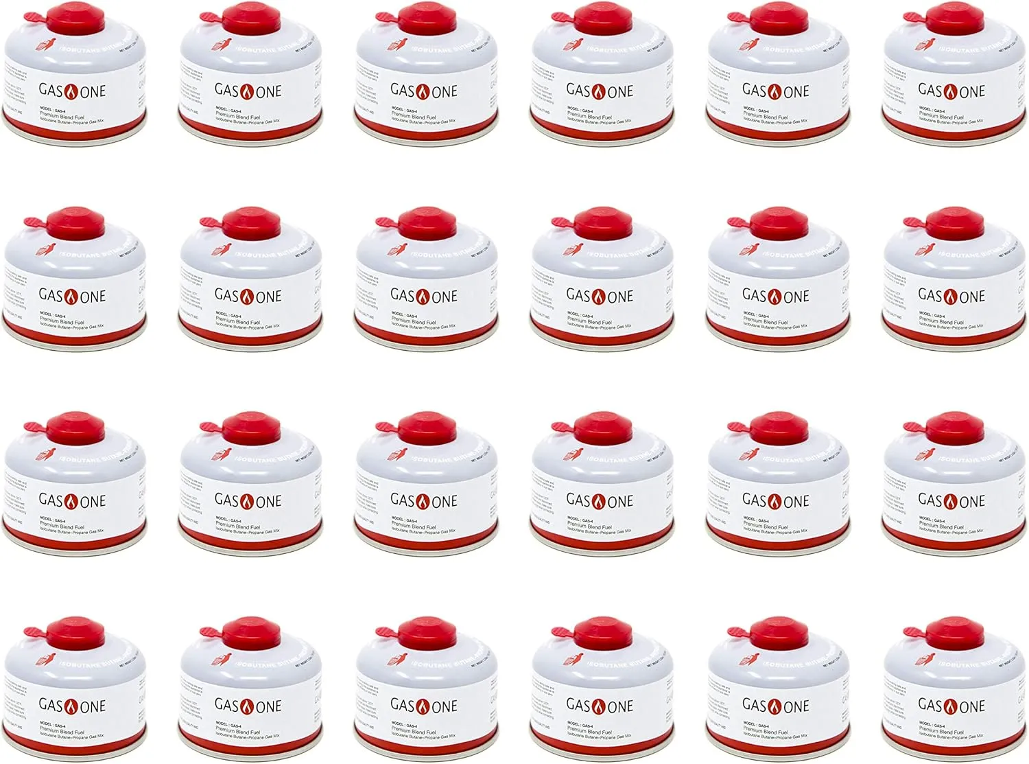 Gas One Isobutane Fuel Canister Camping Fuel Premium Blend 100g 3.53oz for Camp Stove and Isobutane Appliances (24 pc)