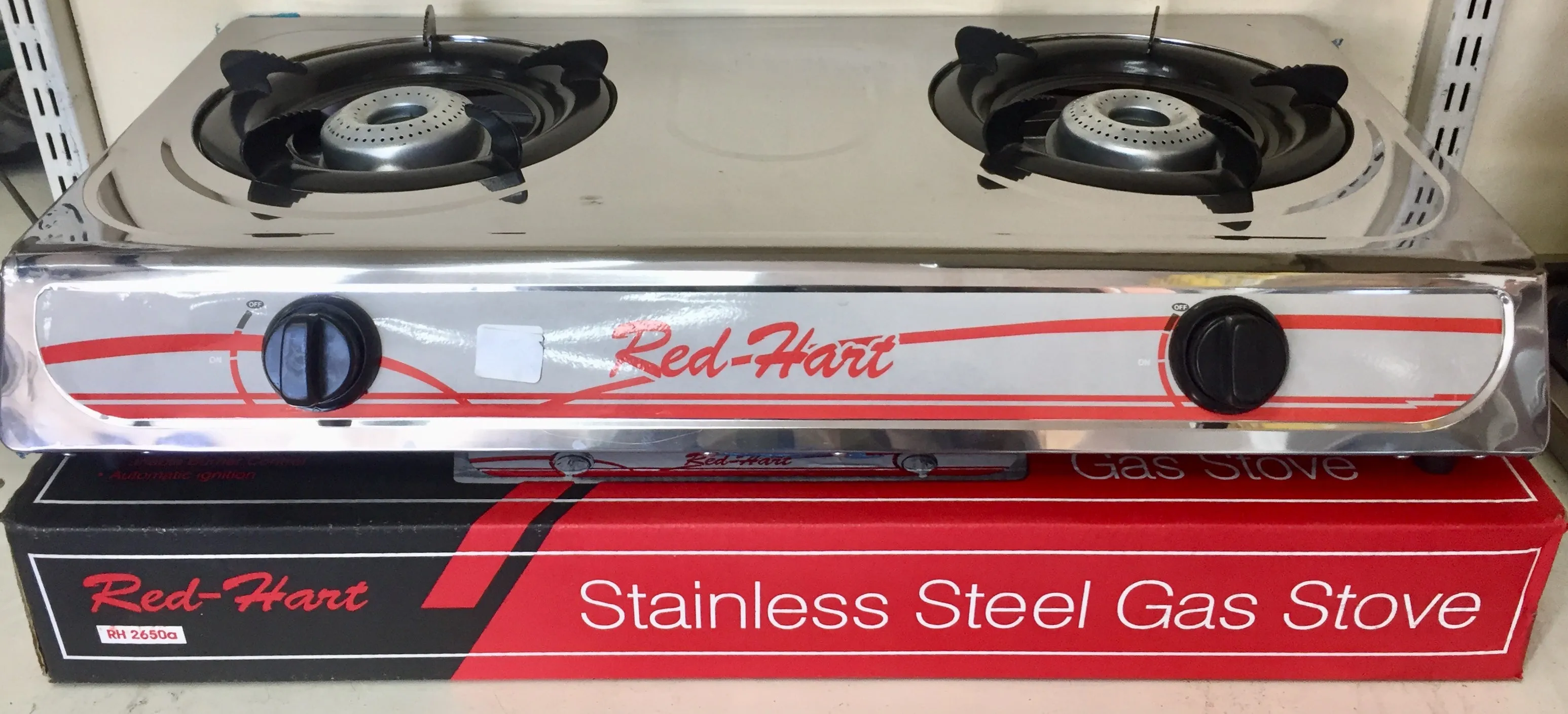 Gas Stove 2-plate Red Heart Stainless Steel