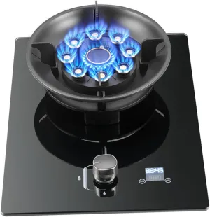 Gas Stove, Flip-top Stove 9-Cavity Fierce Fire Burner Stove,Desktop and Embedded Dual-use Gas Cooker 5.2kw NG/LPG, for Outdoor Camping Home(NG)