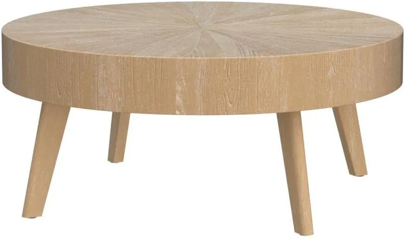 Gexpusm Round Wood Coffee Tables for Living Room, Farmhouse Circle Coffee Table, Rustic Mid Century Wooden Coffee Tables for Apartment, Easy Assembly (Only Coffee Table, 31.50" Dx31.50 Wx14.29 H)