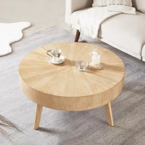Gexpusm Round Wood Coffee Tables for Living Room, Farmhouse Circle Coffee Table, Rustic Mid Century Wooden Coffee Tables for Apartment, Easy Assembly (Only Coffee Table, 31.50" Dx31.50 Wx14.29 H)