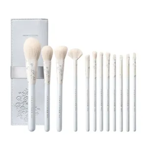 Gift Box Celadon 12pcs Long Pole Wooden Handle Makeup Brush Set Portable Eyeshadow Loose Powder Brush