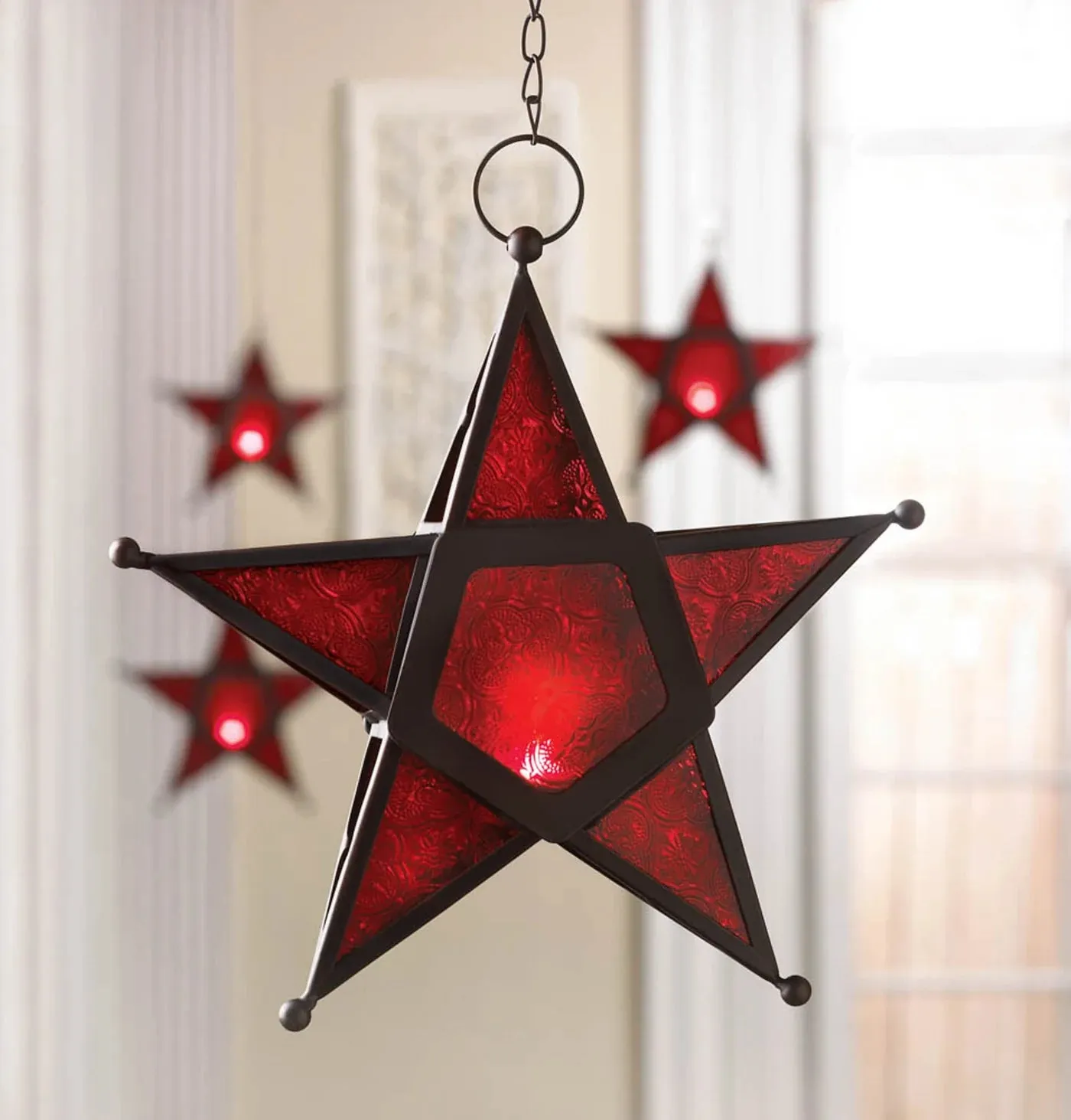 GLASS RED STAR LANTERN Secure checkout User-friendly