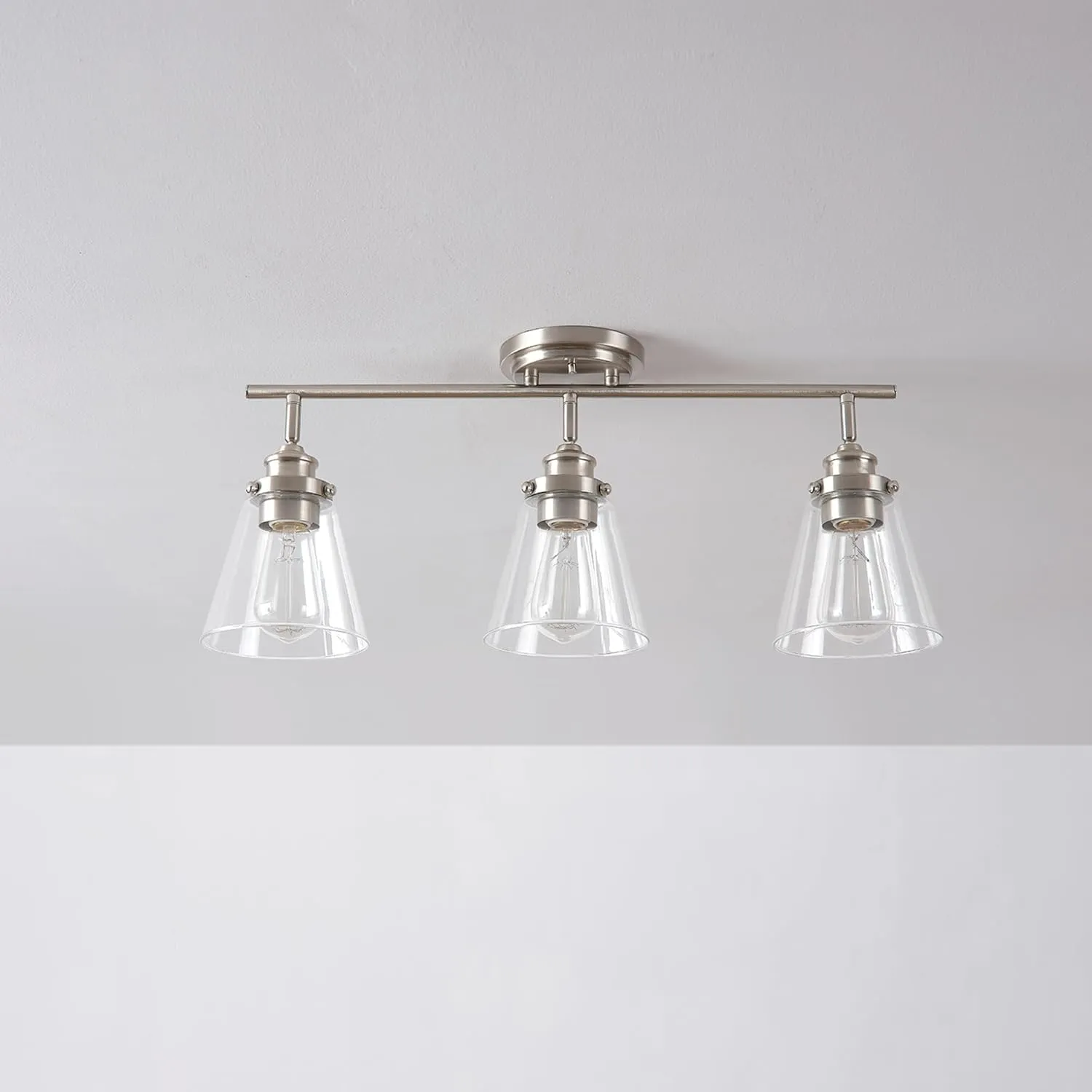 GLOBE Electric 59628 Jackson 3-Light Track Lighting, Brushed Nickel, Clear Glass Shades, Silver, Bulb Not Included