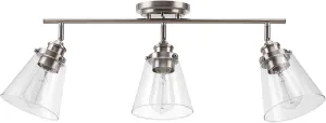 GLOBE Electric 59628 Jackson 3-Light Track Lighting, Brushed Nickel, Clear Glass Shades, Silver, Bulb Not Included