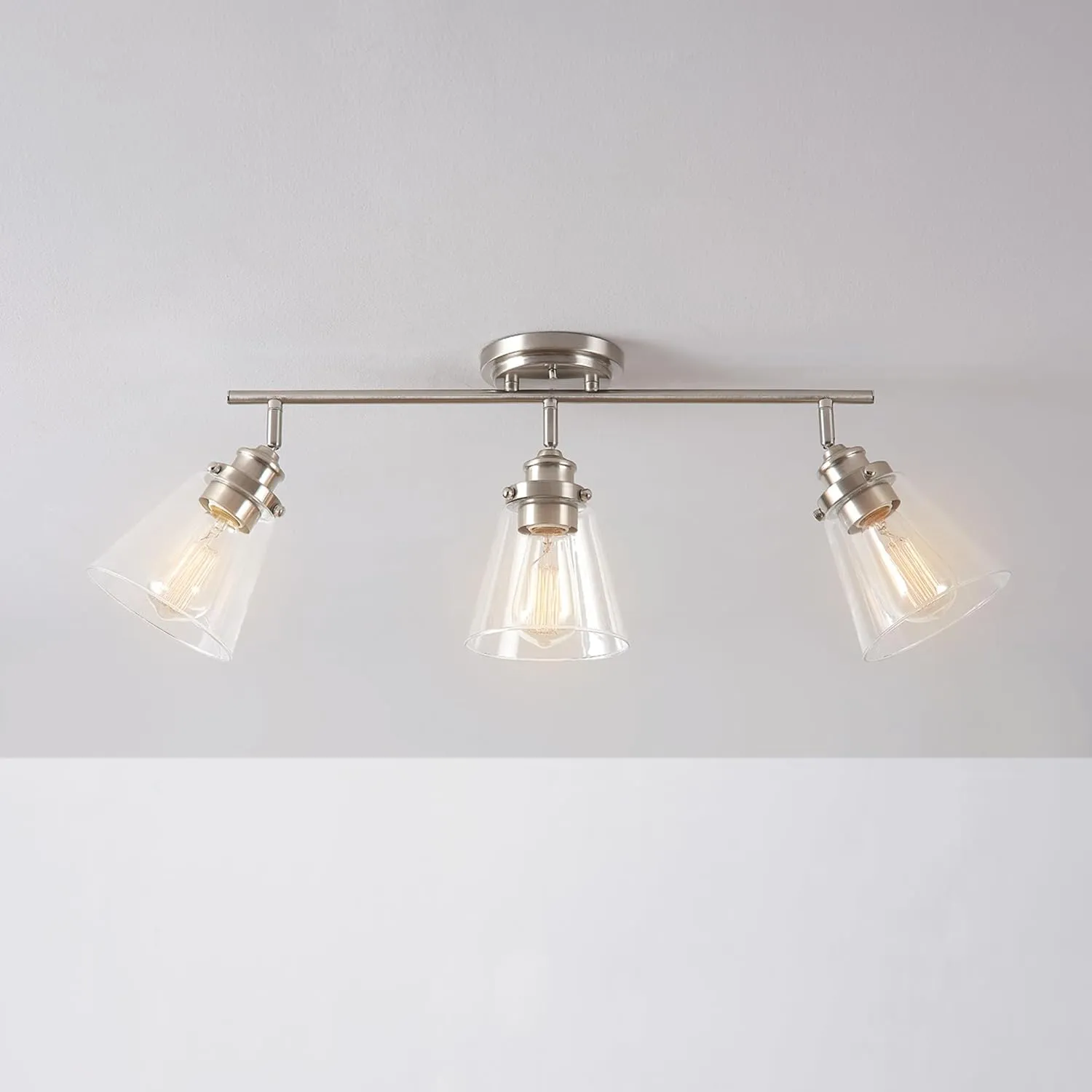 GLOBE Electric 59628 Jackson 3-Light Track Lighting, Brushed Nickel, Clear Glass Shades, Silver, Bulb Not Included