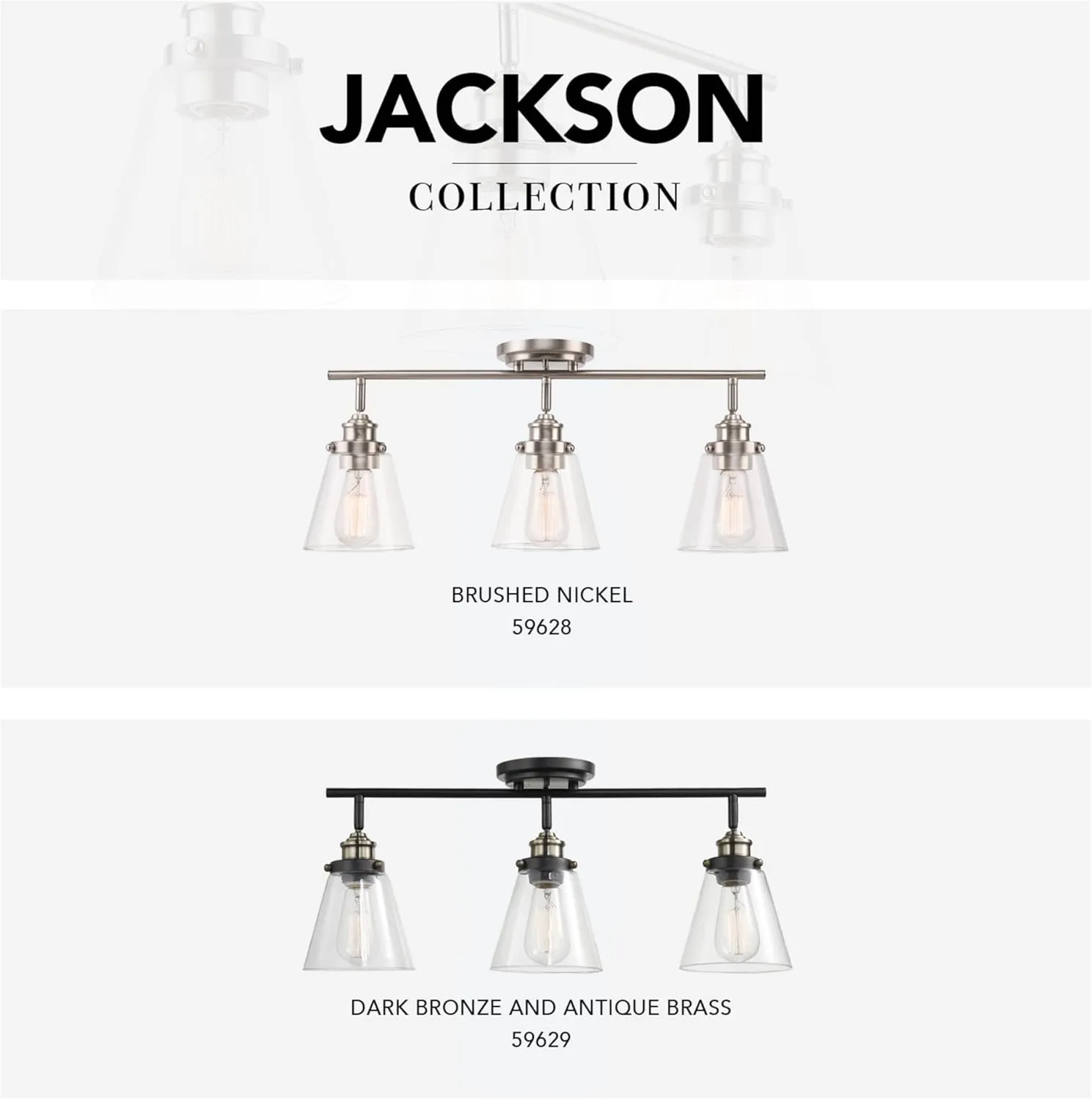 GLOBE Electric 59628 Jackson 3-Light Track Lighting, Brushed Nickel, Clear Glass Shades, Silver, Bulb Not Included