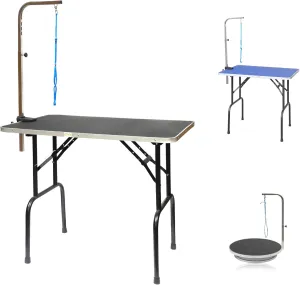 Go Pet Club - 30 Inch Dog Grooming Table - Pet Grooming Table - Foldable, Adjustable Arm, Portable, Non-Slip Grooming Table for Dogs at Home - Black