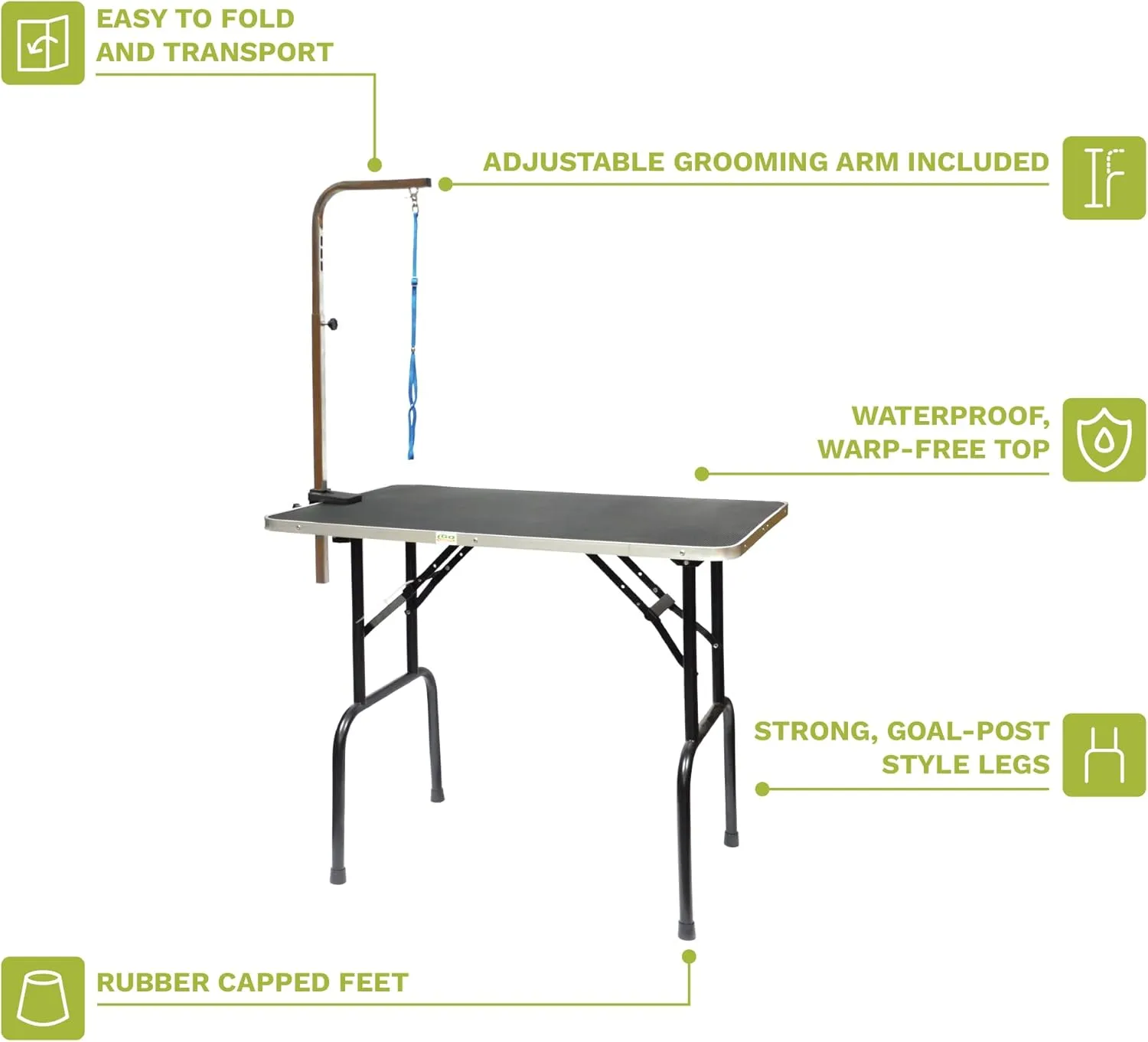 Go Pet Club - 30 Inch Dog Grooming Table - Pet Grooming Table - Foldable, Adjustable Arm, Portable, Non-Slip Grooming Table for Dogs at Home - Black