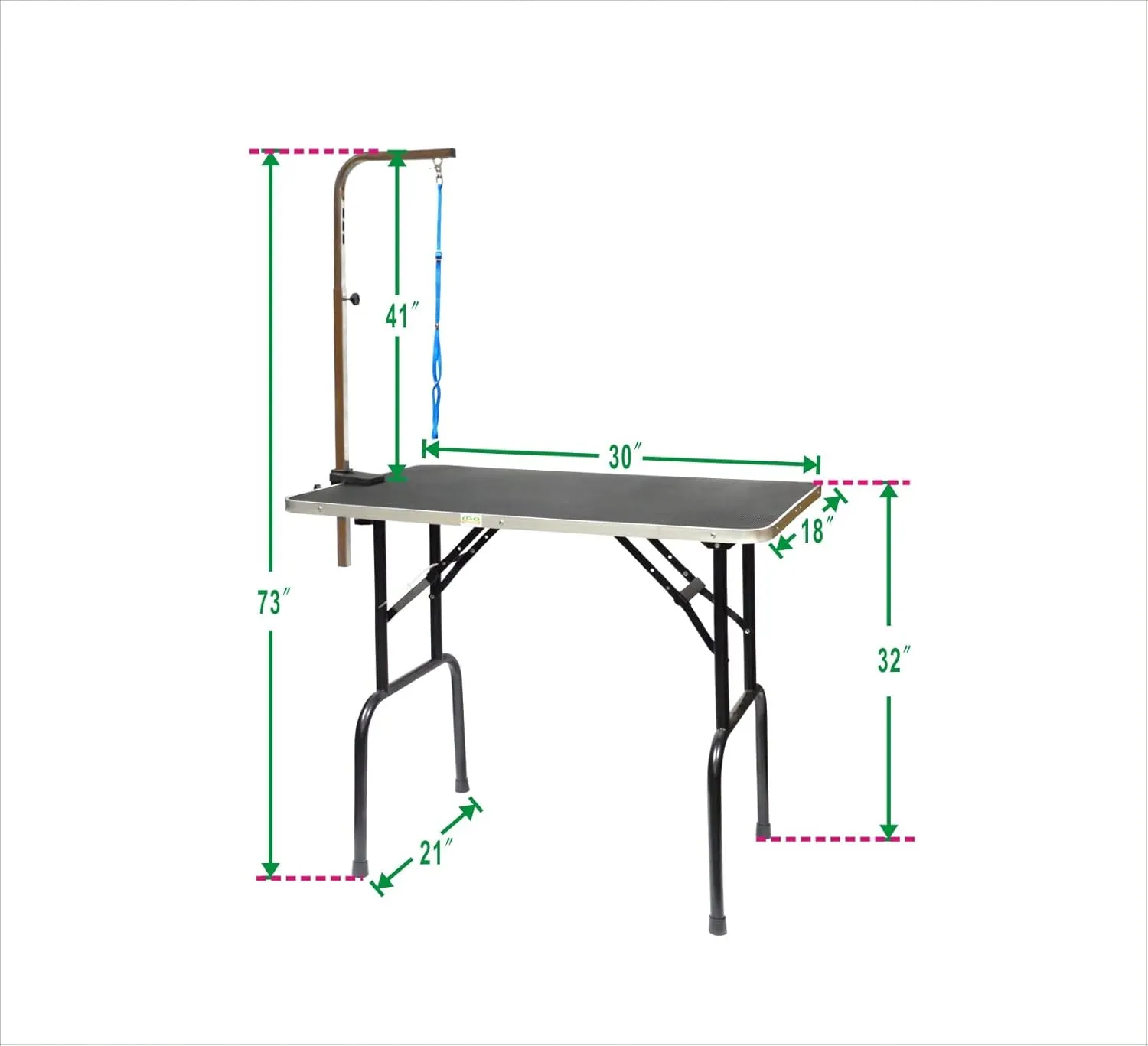 Go Pet Club - 30 Inch Dog Grooming Table - Pet Grooming Table - Foldable, Adjustable Arm, Portable, Non-Slip Grooming Table for Dogs at Home - Black