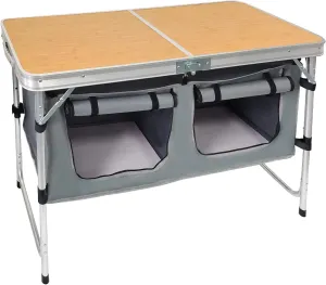 Gocamptoo Outdoor Camping Folding Table with Storage Organizer, Portable Aluminum Lightweight Adjustable Table for Camping, Picnic (Bamboo)