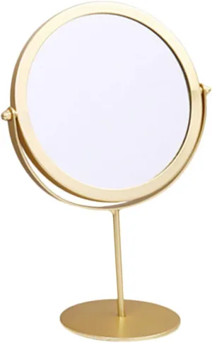 Gold Round Mirror Magnified Makeup Table Mirror Rotating Base Women's Personal Mirror Home Dec