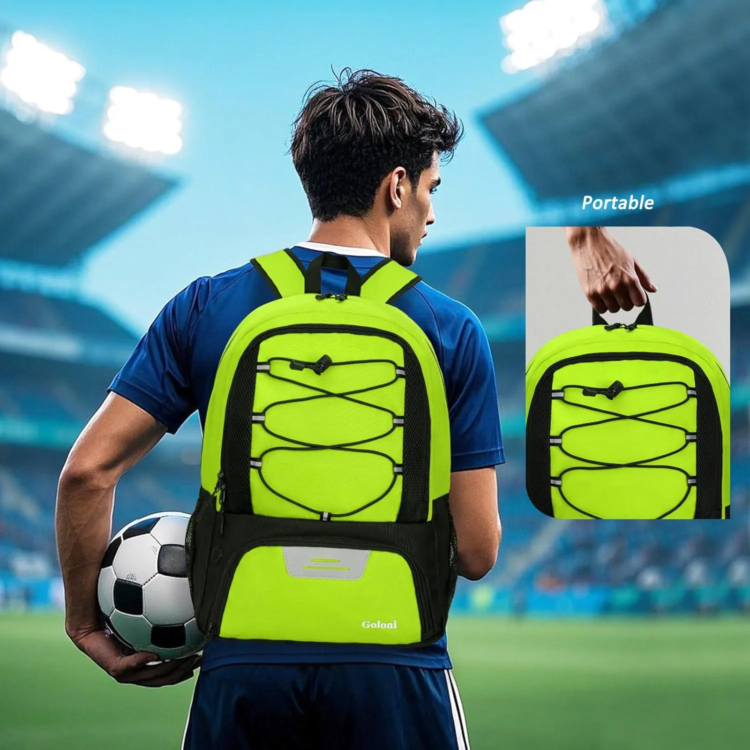 Goloni Soccer Bag, Basketball Bag with Ball Compartment & Shoe Compartment,Large Soccer Backpack for Basketball,Gym，Football