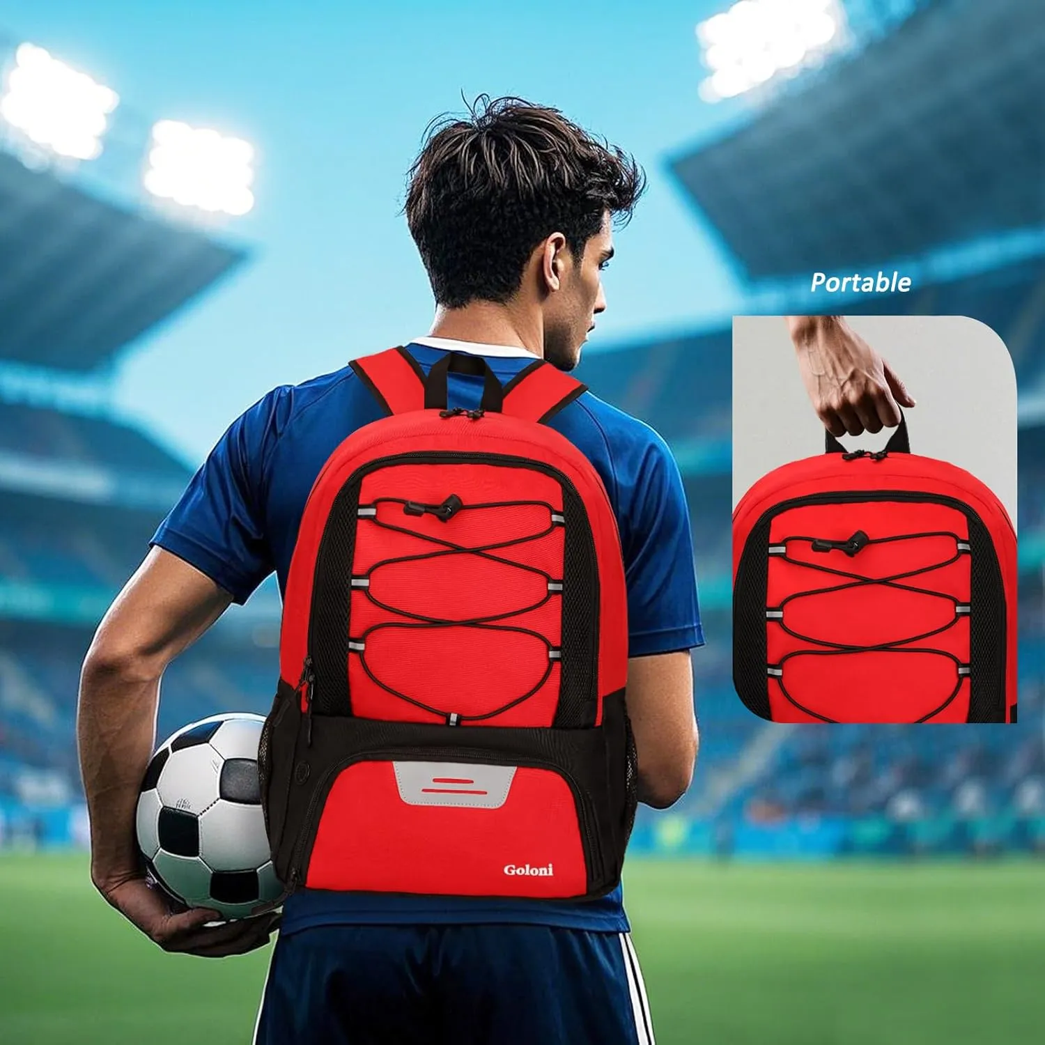 Goloni Soccer Bag, Basketball Bag with Ball Compartment & Shoe Compartment,Large Soccer Backpack for Basketball,Gym，Football