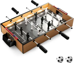 Goplus Foosball Table, 20 Inch Mini Soccer Game Table with LED Lights, 2 Footballs, Non-Slip Handle, Indoor Portable Table Top Football Table for Kids Adults, Party, Bar, Game Room, Office