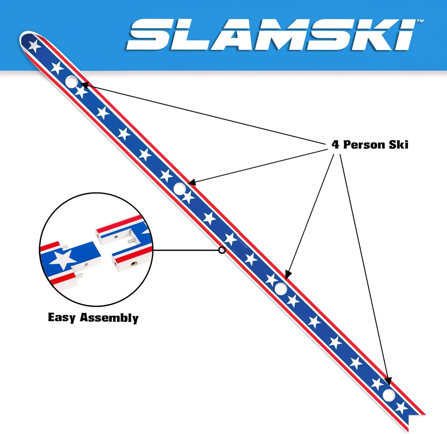 GoPong Slamski - Retro and Vintage Wood Designs - 4 Person Drinking Ski with 50 Plastic Shot Glasses