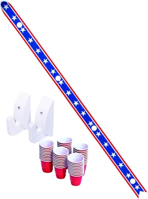 GoPong Slamski - Retro and Vintage Wood Designs - 4 Person Drinking Ski with 50 Plastic Shot Glasses
