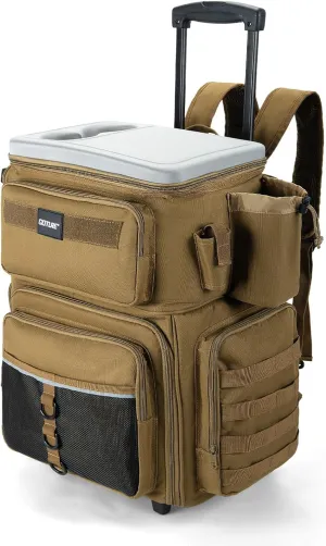 Goture 66L Rolling Tackle Box with Cooler, Large Fishing Bag with Wheels for 5 3700 Trays(Trays Not Included), Saltwater Resistant Tackle Backpack with Rod Holders & EVA Cover