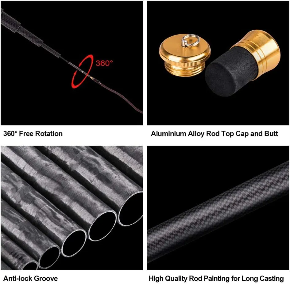 Goture//Telescopic Tenkara Fishing Rod//Ultralight Travel Fishing Rod,Portable Collapsible Bass Crappie Rod,1 Piece Carbon Fiber Inshore Stream Trout Pole 10 12 15 18 21 24 Free Tip Set(Top 3 Segment)