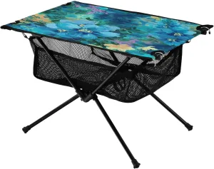 Graffiti Blue Flower Pattern Portable Camping Table,Outdoor Folding Table,Beach Table,Suitable for Camping,Hiking,Picnic
