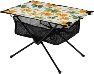 Graffiti Yellow and Green Four Leaf Clover Portable Camping Table,Outdoor Folding Table,Beach Table,Suitable for Camping,Hiking,Picnic