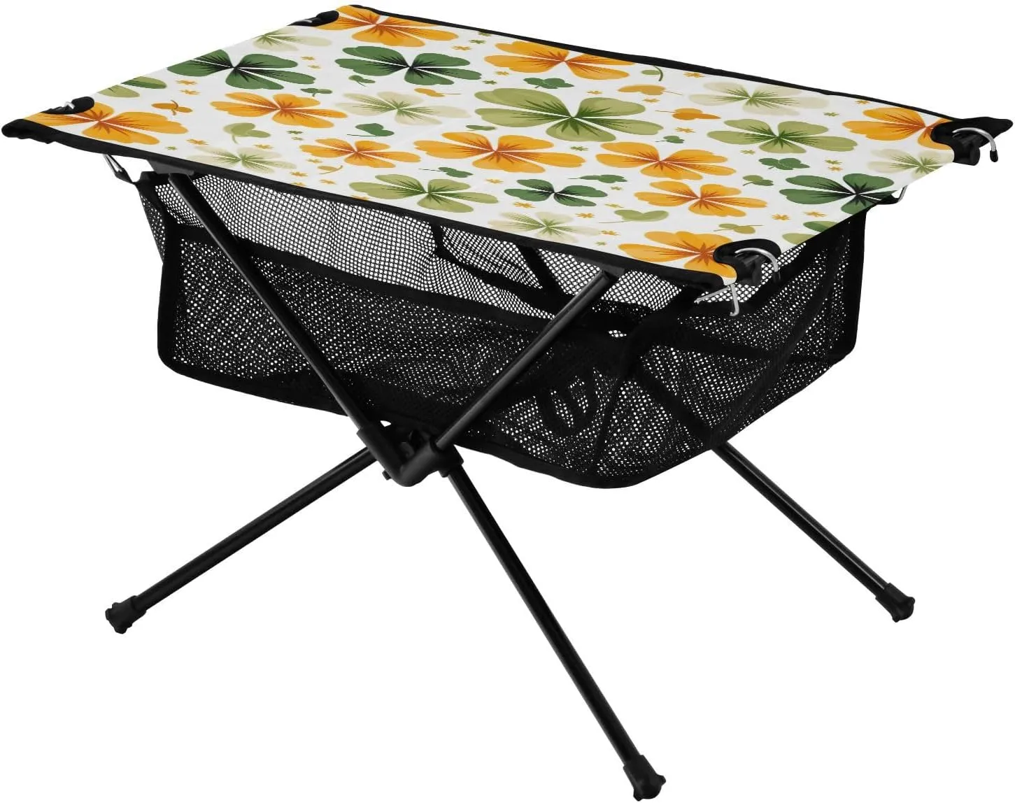 Graffiti Yellow and Green Four Leaf Clover Portable Camping Table,Outdoor Folding Table,Beach Table,Suitable for Camping,Hiking,Picnic