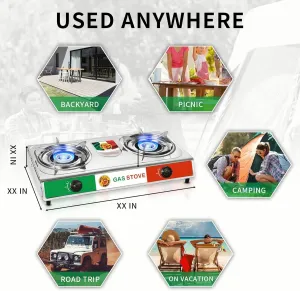 Green Bear USA - Vivi-create Outdoor Stove, Camp Stove, Quemador,Stainless Steel Stove, Double Burner Stove. Table propane Gas Stove