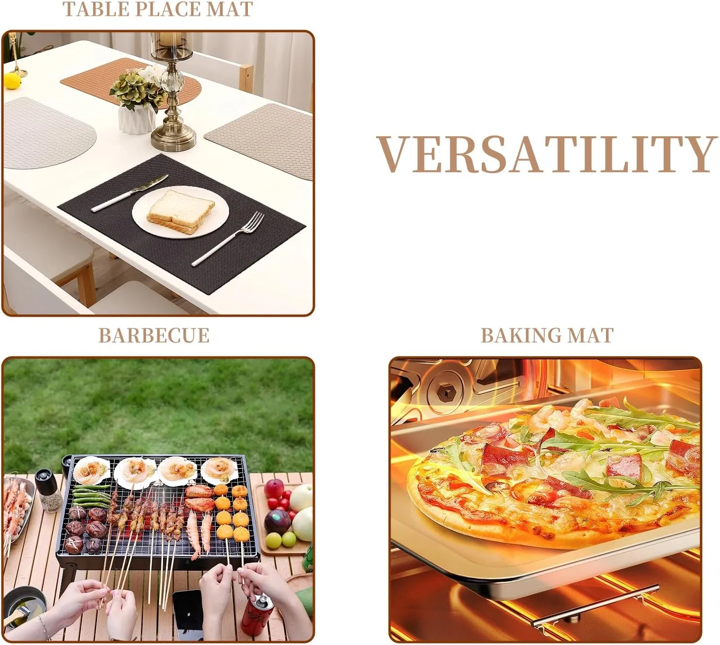 Grill Mats For Outdoor Grill, Bbq Grill Cooking Mat, Bbq Grilling Mat, Non Stick Grill Sheets 15.74" x 23.62"，6 Pack
