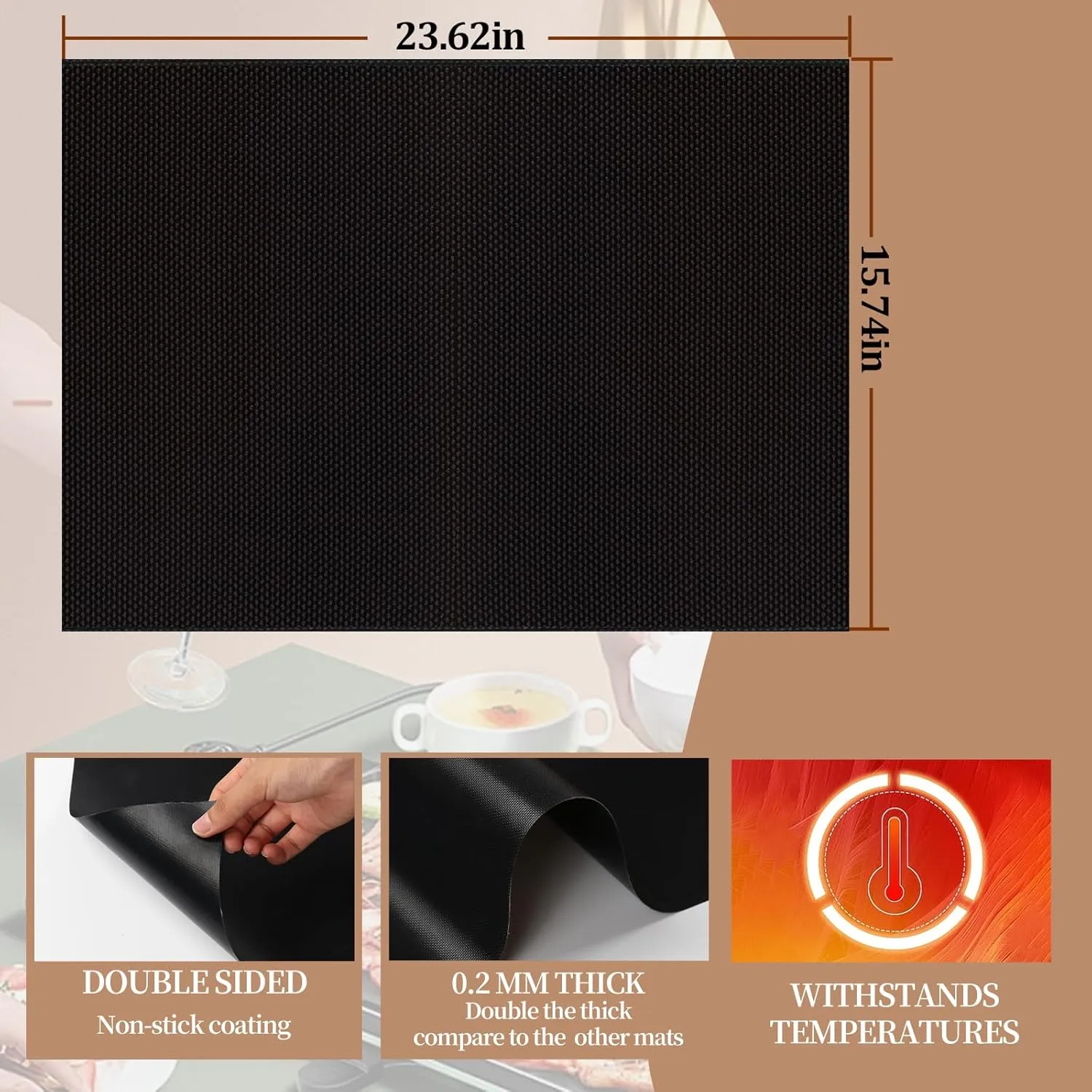 Grill Mats For Outdoor Grill, Bbq Grill Cooking Mat, Bbq Grilling Mat, Non Stick Grill Sheets 15.74" x 23.62"，6 Pack