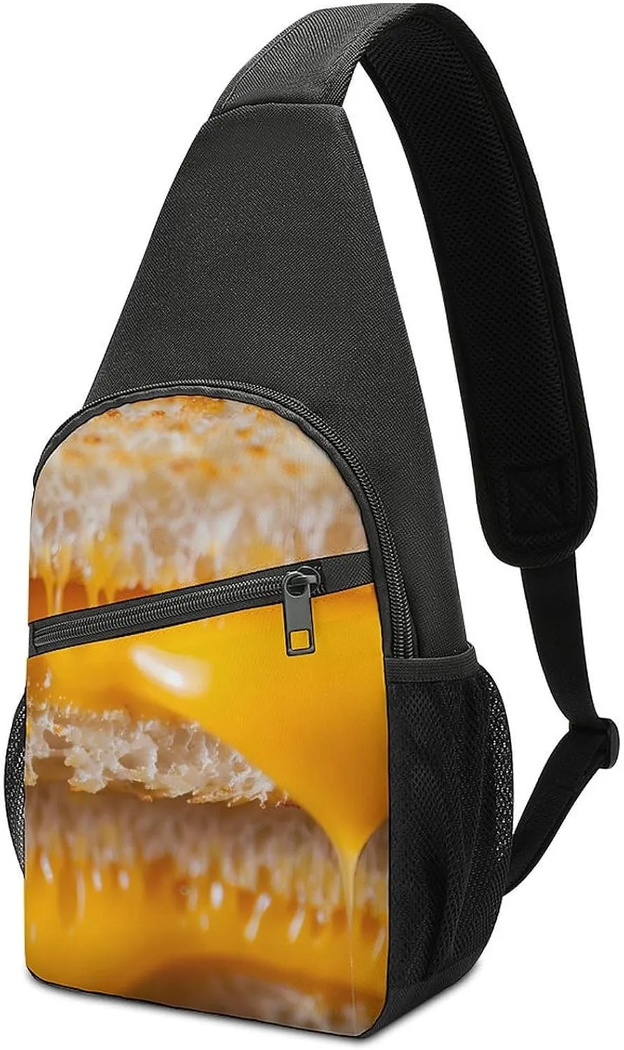 Grilled Cheese Sandwich Food Crossbody Bags for Women Men Sling Bag Casual Chest Bag Daypack for Travel Sport Hiking