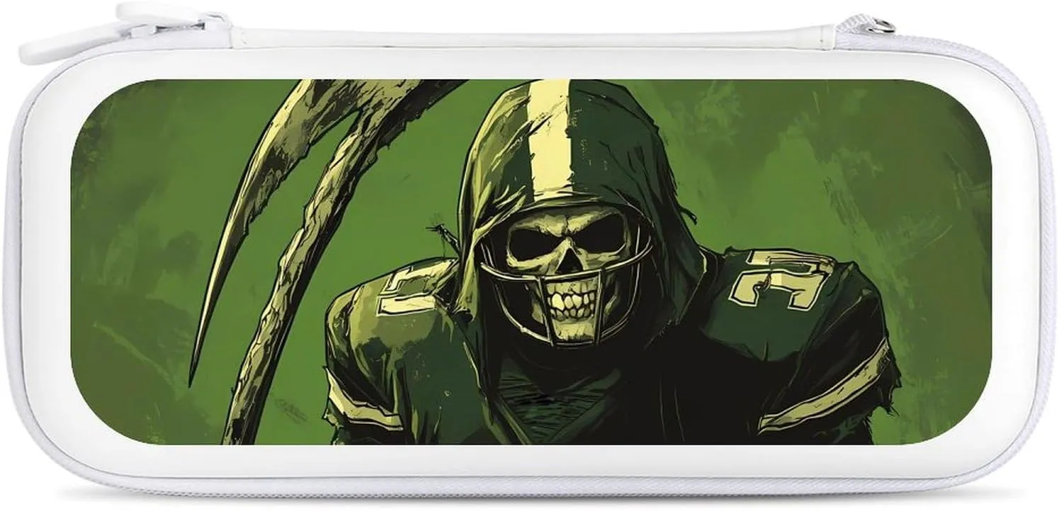 Grim Reaper U.S. Irish Football Compatible with Switch Carrying Case Hard Travel Game Bag Pouch with 15 Games Accessories