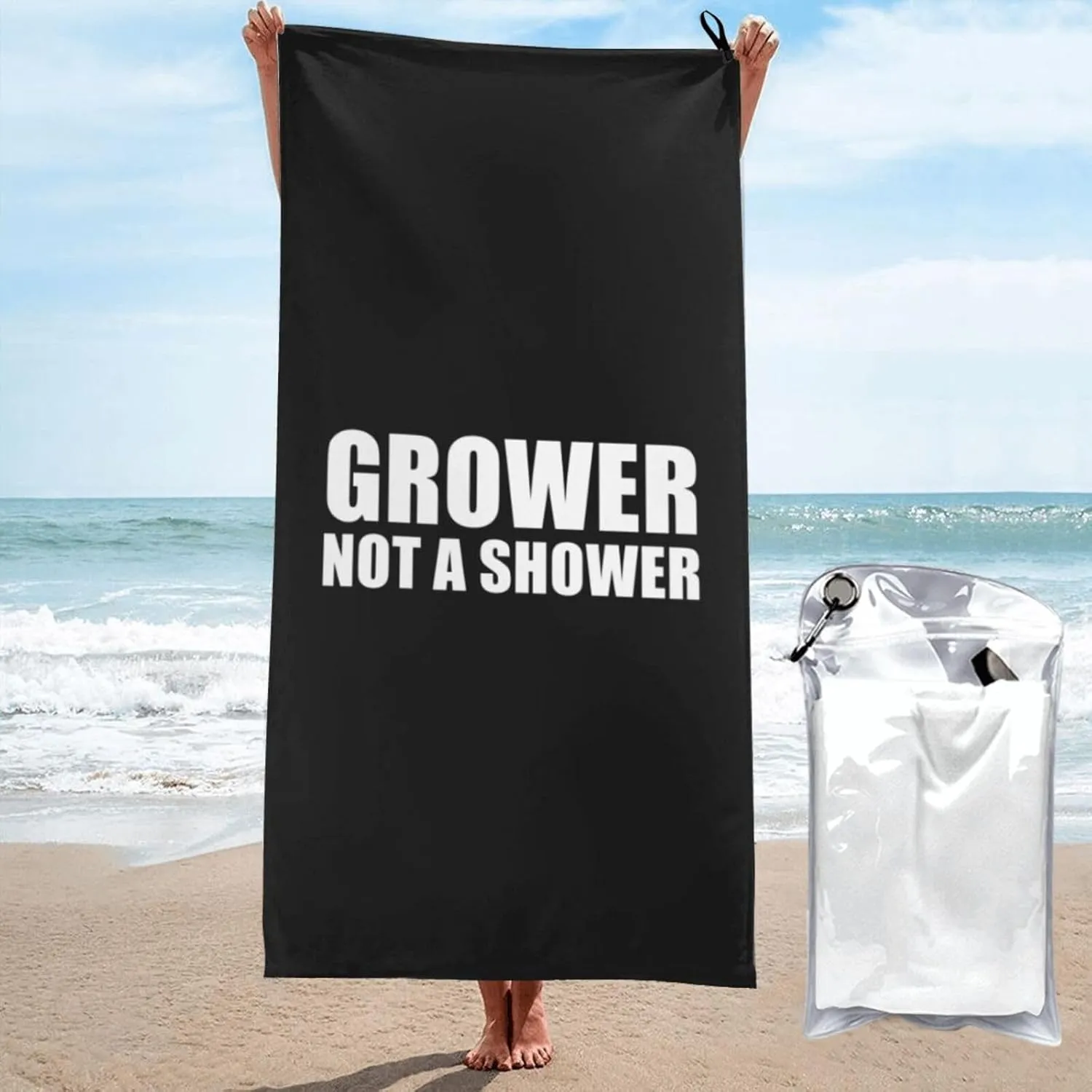 Grower Not A Shower Beach Towel Quick-Dry Bath Towel Lightweight Portable for Summer