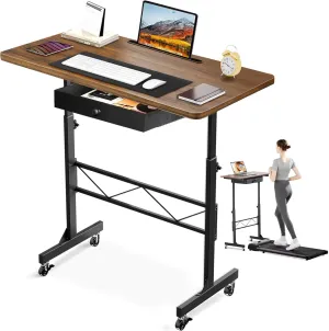 GTRACING Small Standing Desk Adjustable Height Small Computer Desk Mobile Portable Rolling Laptop Table with Wheels 32" Computer Workstation Sit Stand Desks Portable Standing Table Treadmill desks