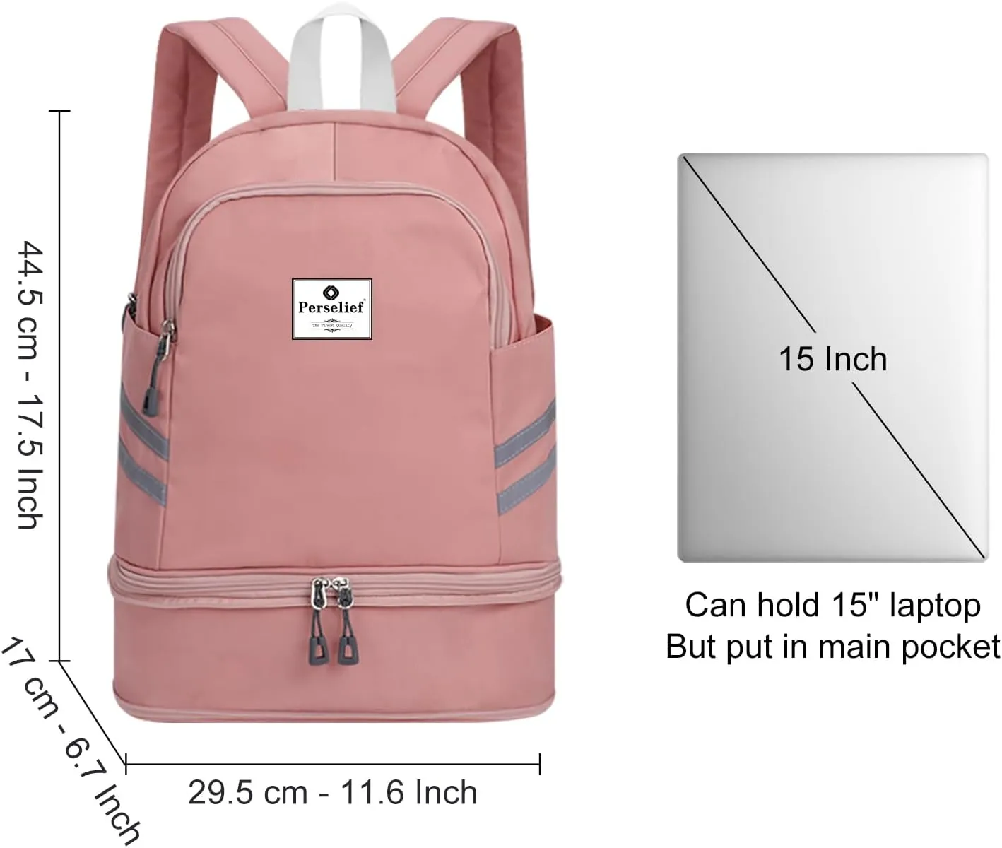 Gym Backpack for Women Foldable Sports Gym Bag with Shoe Compartment & Wet Pocket Travel Backpack Casual Daypack, Pink