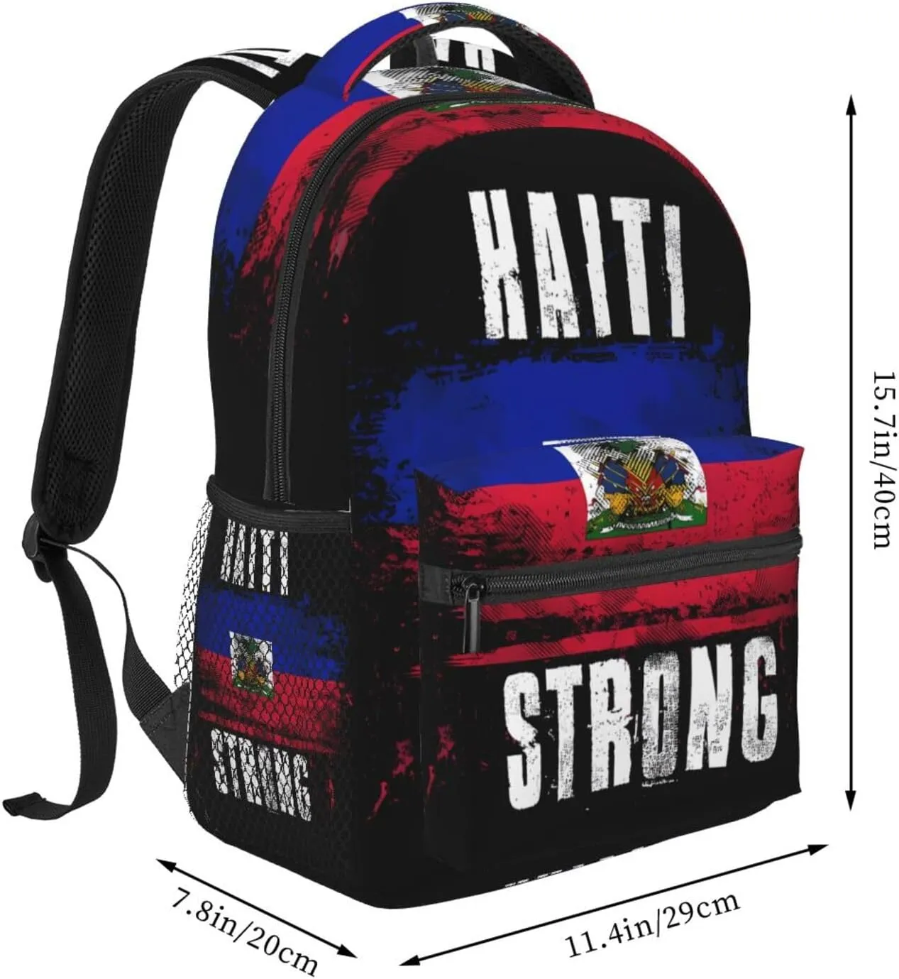 Haiti Strong Graffiti Flag Backpack Casual Laptop Backpack Double Shoulder Bag Lightweight Backpack For Women Men Travel