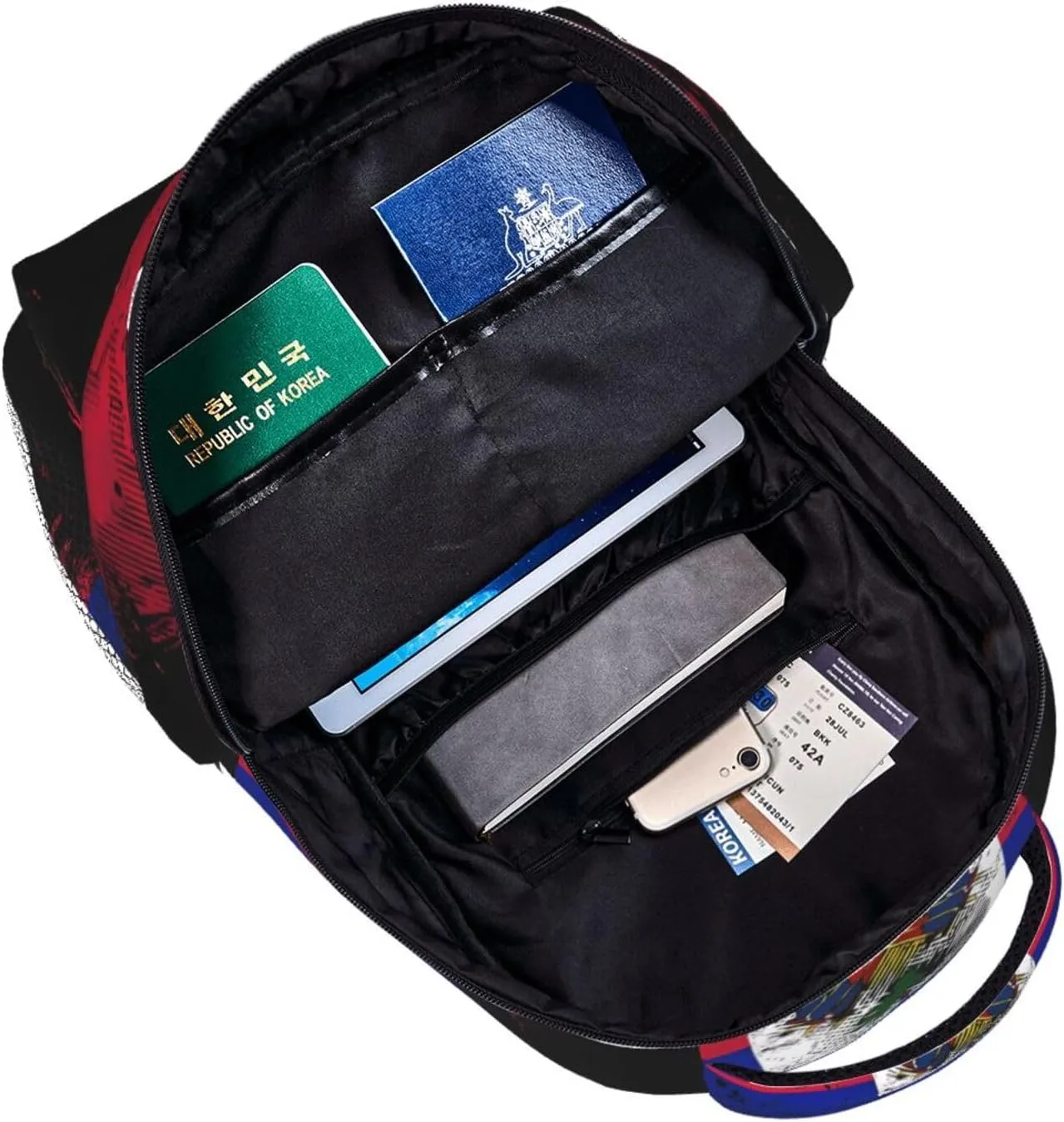 Haiti Strong Graffiti Flag Backpack Casual Laptop Backpack Double Shoulder Bag Lightweight Backpack For Women Men Travel