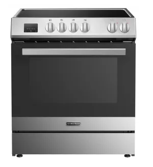 Hamilton Beach HBRD370 Dual Fuel Range, 5 cu. ft. Capacity, 30 inch Exterior Width, Convection, 5 Burners, Air Fry, Self Clean, Stainless Steel color.  HBRD370
