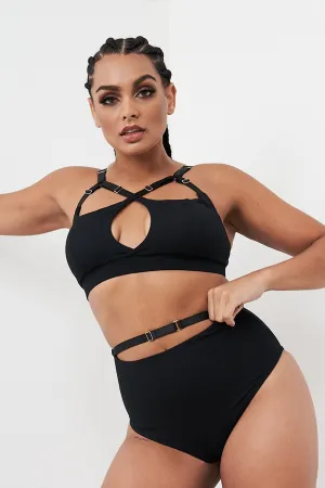 Hannah High Waist - Adjustable Cut Out Scrunch High Waist Bottom Recycled Black