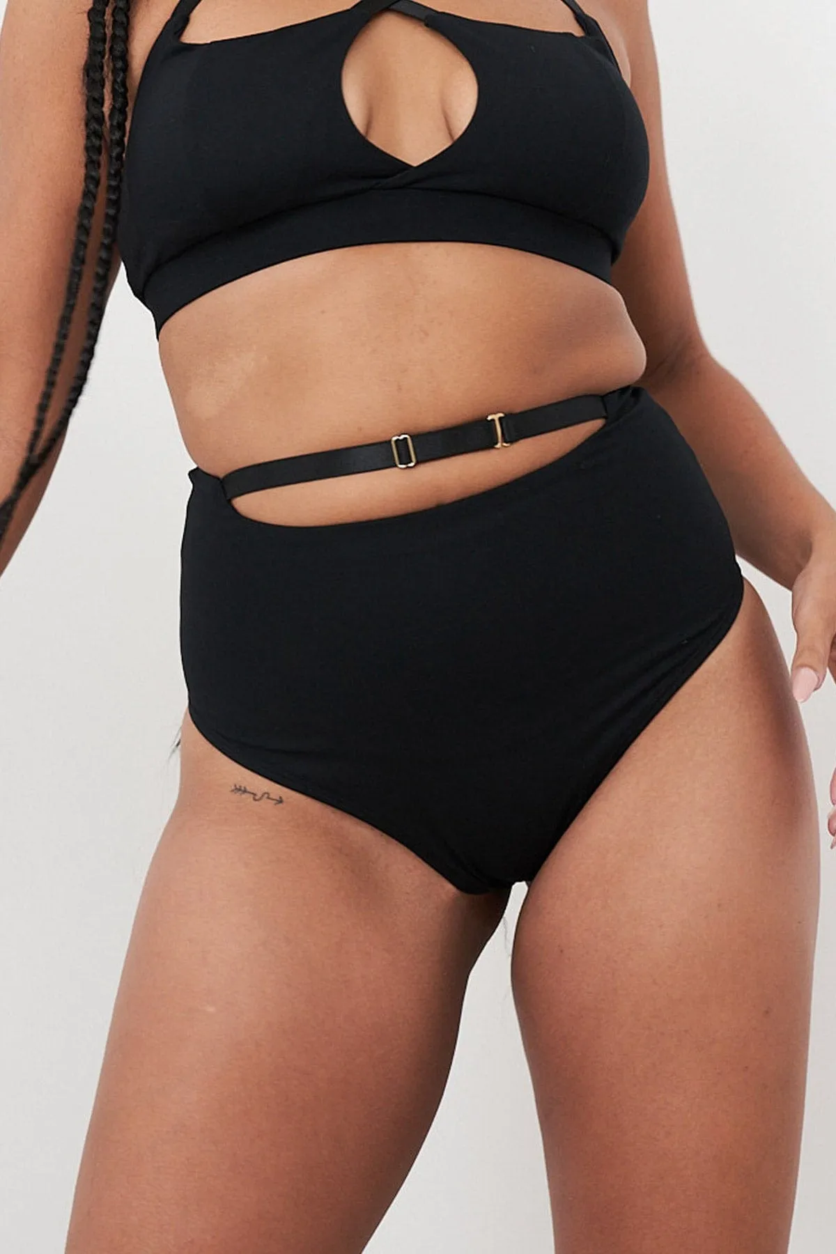 Hannah High Waist - Adjustable Cut Out Scrunch High Waist Bottom Recycled Black
