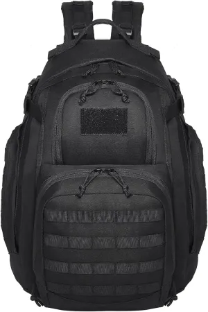 Happybuy Tactical Backpack, 40L Military Tactical Backpack with Molle Design & Sponge Pad, Army Assault Pack Bag for Men and Women, Range Gear Backpack for Outdoor Adventure, Black