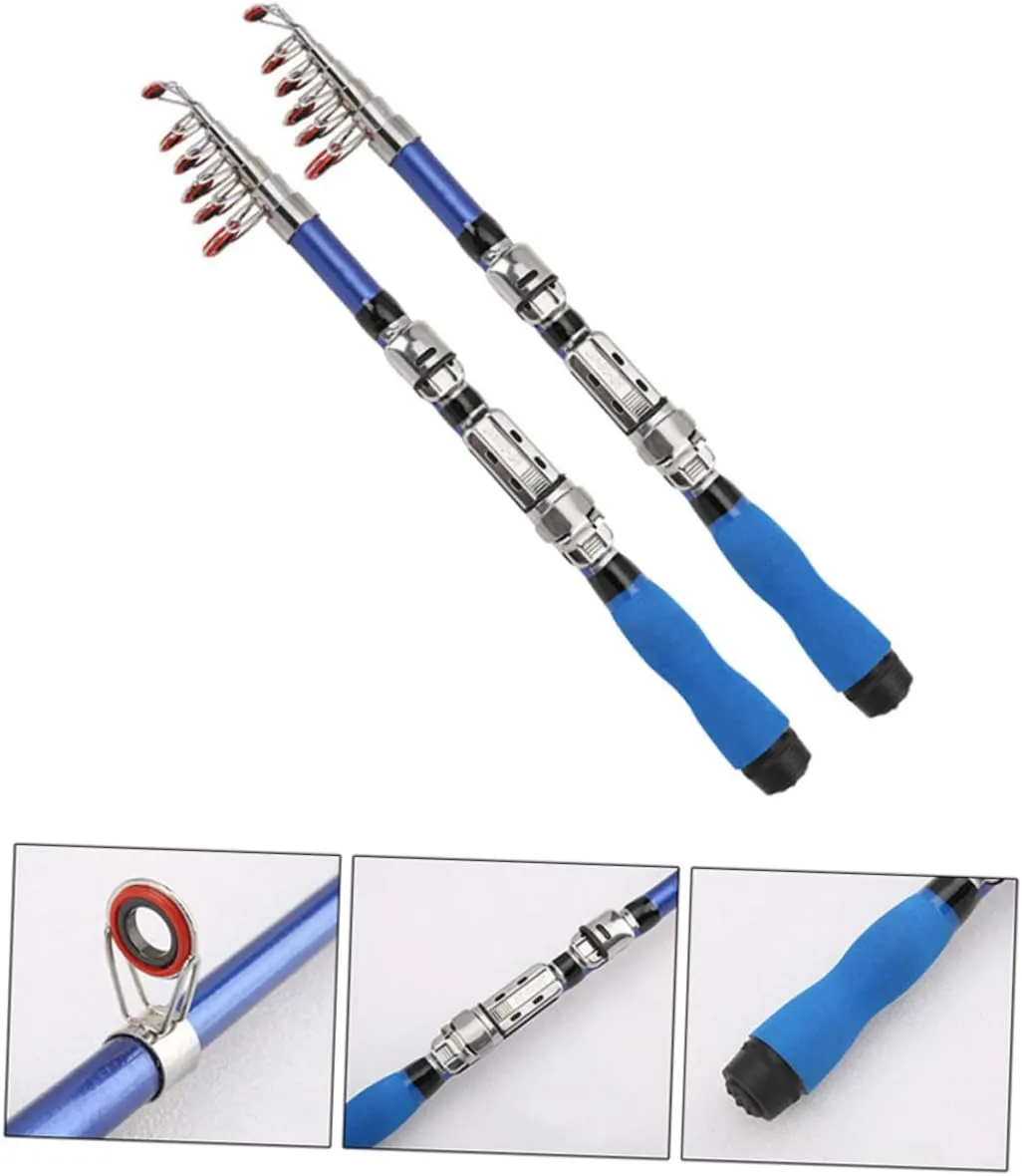 Happyyami 2pcs Fishing Rod Fishing Pole Telescopic Small Sea Pole